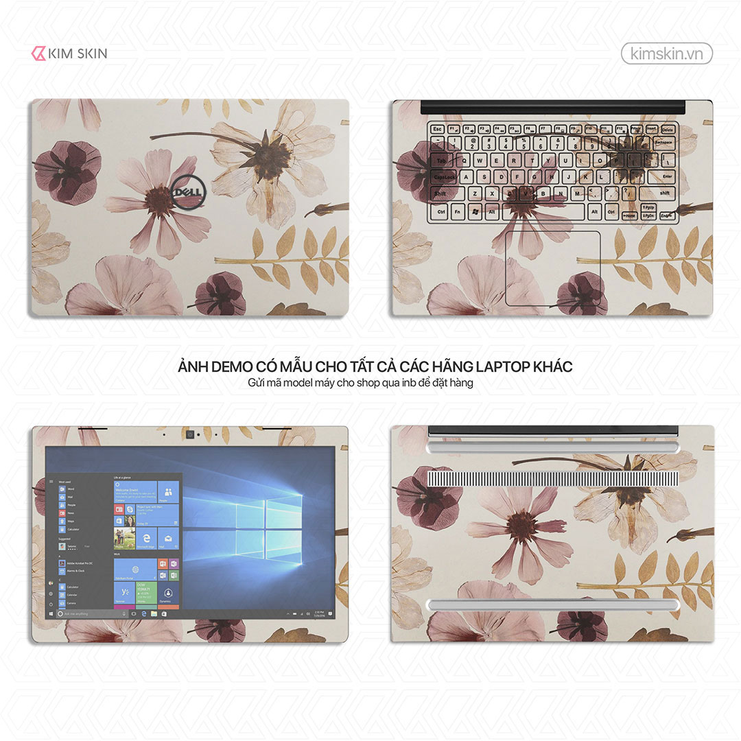Dán decal Laptop hoa lá Hlh 017