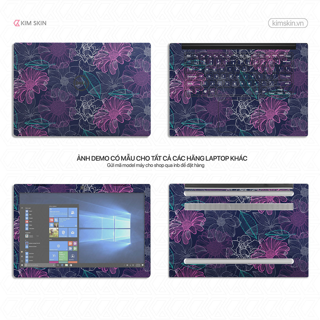 Hlh 043 Decal dán Laptop hoa lá Hlh 043
